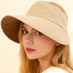 Solid-color Simple Double-sided Wide-brimmed Hat With Empty Crown, Light And Fresh Outdoor Wrap-around Style Large Brim, With Storage Function For Sun Protection.