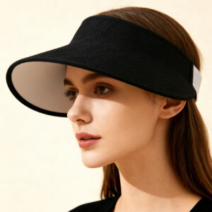 Simple Open-top Wave-pattern Indentation Adjustable Wide-brim Sun Hat For Summer Outdoor Activities, Breathable Open-top Hat